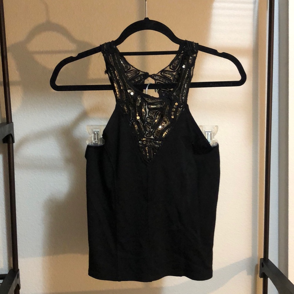 Beaded High-neck Top